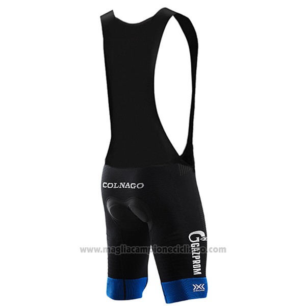 2017 Abbigliamento Ciclismo Gazprom Rusvelo Colnago Blu Manica Corta e Salopette